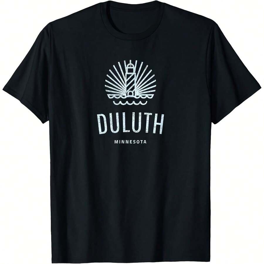 Duluth Minneta Retro Vintage Lighthouse T-Shirt Gift T-ShirtMade From Pm 220g Heavyweight 106 - 黑色8 - 查看 1