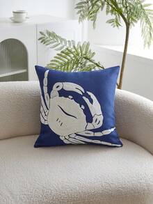 1 pièce Housse de coussin imperméable extérieure de style marin pour toutes les saisons avec broderie de tortue de mer pour la décoration de la maison, les fêtes extérieures - Bleu marine - Voir 18