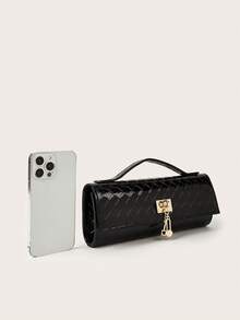 Fashionable Shiny Crocodile Pattern Handbag, Luxury Women's New Party Bag Clutch, Exquisite Long Prom Bag With Hardware Pendant, Suitable For Women To Match With Gorgeous Banquet Dresses, Suitable For Summer Parties, Gatherings, Dinners, Weddings - màu đen - Xem 4