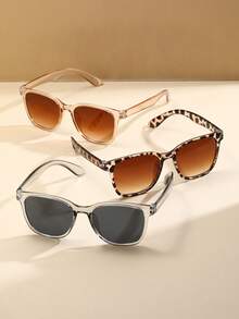 1/3pcs Korean Style Ins Vacation Rectangular Frame Fashion Women Decorative Glasses, Suitable For Summer Beach Bonfire Party, Gifts, Retro Street Style, Driving, Outdoor Travel, Party, Stage Performance, Back To School Season, Party Holiday Accessories - Multicolor - View 17