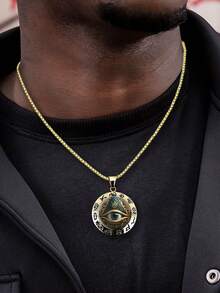 1pc Vintage Fashion Evil Eye Pendant Necklace, Retro Personalized Golden Necklace Suitable For Men And Women, Daily Wear, Party, Performance - Vàng - Xem 7