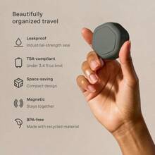 MYYE Travel Containers Basic Skincare Set Magnetic Containers With LidsCarry On Travel Entials For Women Men 3 Small Capsules 0.56oz Cleanser Moisturizer And SunIcon Labels Sand - 基礎套裝+木炭 - 查看 3