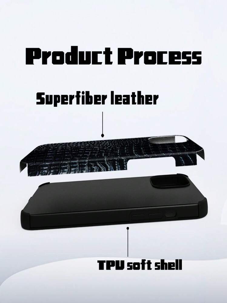 1 件黑色鳄鱼皮纹理防震手机壳，带旋转发声设计，适用于 防水防摔防刮 - 黑曜石黑 - 查看 6