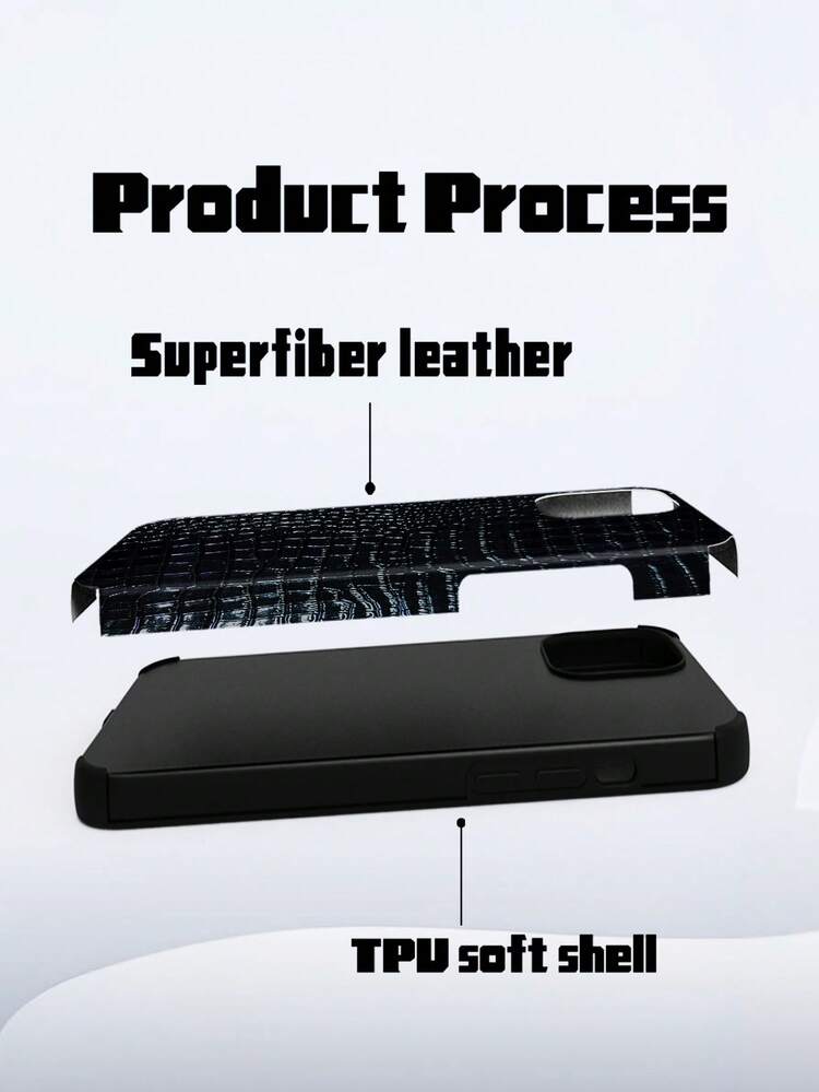 غطاء هاتف مقاوم للصدمات بتصميم دوار للصوت، بنمط جلد التمساح الأسود، متوافق مع هواتف آيفون، مقاوم للماء ومقاوم للخدش ومقاوم للسقوط - حجر السج الأسود - مشاهدة 6