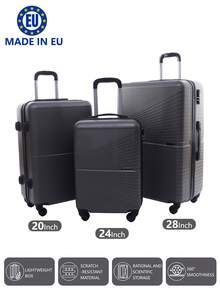 歐洲製造，行李箱學校宿舍必備品大學宿舍必備品學校行李箱旅行箱行李箱耐度假必備手提行李箱旅行箱、輪式行李箱套裝、登機箱，托運箱，四輪行李箱、硬殼拉桿箱、ABS 材質， - 深灰色 - 查看 9