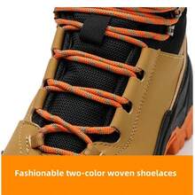 Men's Steel Toe High Top Work Boots Comfy Non Slip Vintage Lace Up Shoes For Men's Outdoor Work Out Activities Men Safety Shoes - 黃色 - 查看 9