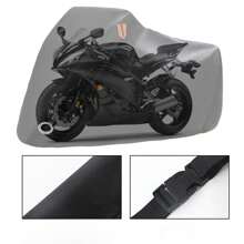 All Season Black Waterproof Sun Motorcycle Cover, Motorbike Cover Universal Weather Sun Outdoor Protection With Lock-Holes & Storage Bag