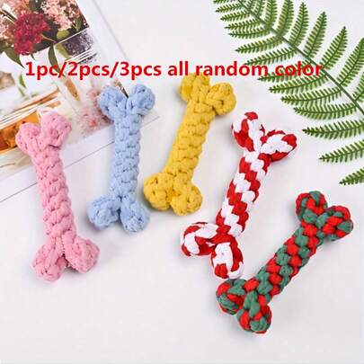 Đồ chơi gặm hình xương nhiều màu sắc cho thú cưng, đồ chơi gặm bằng dây thừng cotton bện cho chó, đồ chơi xếp hình cho chó nhỏ và vừa.