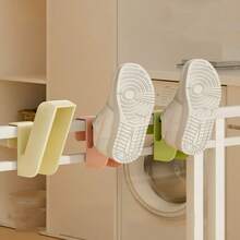 4pcs Multi-Function Clothes Hanger With Shoe Hooks, Drying Rack, Shoe Organizer Rack For Balcony, Anti-Wind Shoe Drying Rack, Laundry Drying Stand, Space-Saving Storage Rack, Indoor Outdoor Portable Clothes Hanging Rack - Multicolor - View 3