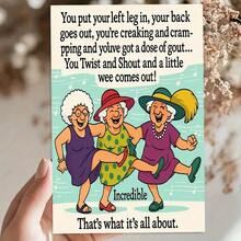 1 Piece Funny Senior Lady Birthday Card With Envelope - "You Put Your Left Leg In, Back Problems Will Come Out, You Kicked It, Got Arthritis" Funny Aging Greeting Card For Milestone Birthday Or Retirement Celebration, Includes Paper And Envelope, Funny Birthday Card