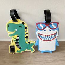 Pingente de etiqueta de bagagem de dinossauro fofo, identificador de bagagem de lembrança de viagem, decoração engraçada de bolsa de tubarão para pendurar, adequado para homens e mulheres como presentes