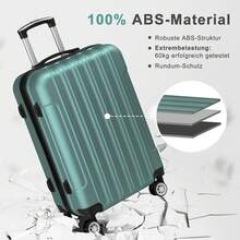 SUNROAD A Stylish Set Of ABS Suitcases With Vertical Stripes, Four-In-One Design With Handles And Universal Wheels. Available In 20in, 24in, 28in Sizes And 12in Carrying Case, Featuring ABS Aluminum Golden Pull Rods In A Fashionable Rose Gold Color Scheme - 綠松石 - 查看 5