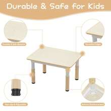 Techigher Kids Table And Chair Set,Toddler Table And Chair Set,Height Adjustable Children Activity Table With Graffiti Desktop,Non-Slip Legs For Ages 2-10,For Daycare Classroom Home - Maple - View 5