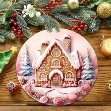 2 piezas/4 piezas/6 piezas Manteles individuales de silicona con estampado de casa de jengibre, decoración navideña, adecuados para mesa de comedor, bar de café, todo el año, manteles lavables para mesa, decoración de habitación, posavasos, manteles de escurrimiento, manteles individuales de cocina y comedor, decoraciones de fiesta interior y exterior, decoración del hogar, regalo ideal