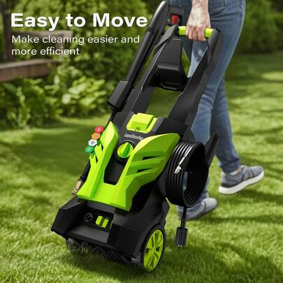 Electric High-Pressure Cleaner, Powerful Cleaner, 2.5 Gallons/Minute Power Cleaner, Equipped With 4 Quick-Connect Nozzles And A 20 FT Hose, Suitable For High-Pressure Cleaning Of Cars, Fences, Driveways, Patios, Household Cleaning, And Windows, With A Foam Sprayer