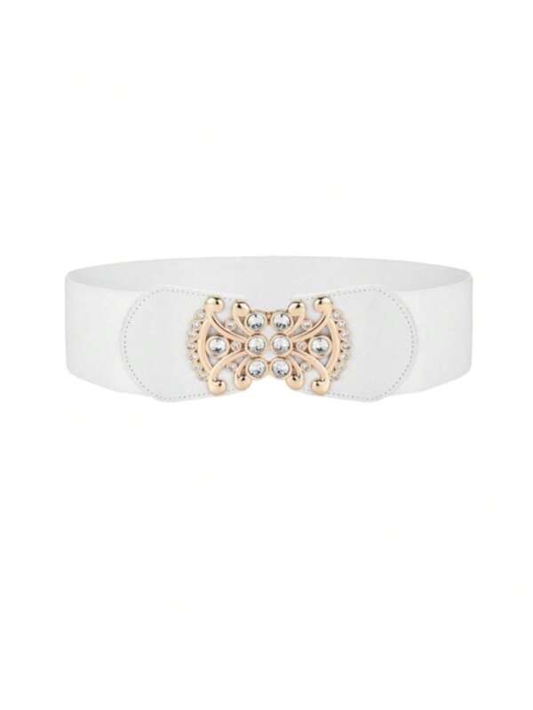 Casual Fashion Rhinestone Elastic Waist Wide Belt
