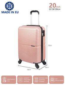 歐洲製造，行李箱學校宿舍必備品大學宿舍必備品學校行李箱旅行箱行李箱耐度假必備手提行李箱旅行箱、輪式行李箱套裝、登機箱，托運箱，四輪行李箱、硬殼拉桿箱、ABS 材質， - 珊瑚粉 - 查看 9