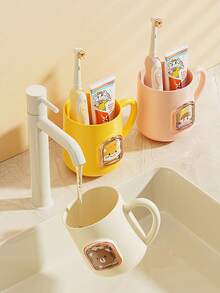 1 peça de copo de banheiro para casal, copo de enxágue de escova de dentes antiqueda com desenho animado fofo, copo de escova de dentes doméstico unissex simples