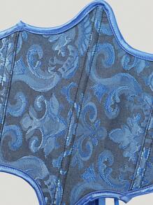 Blue Asymmetrical Fashionable Waist Belt For Women, Tight Fit Waist Cincher With Buttons - Blue - View 5