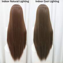 200% Density 26 Inch 13*6 HD Transparent Lace Front Brown Wigs 26 Inches Long Straight Honey Brown Color Lace Frontal Wig Glueless Lace Wig Silk Straight Chocolate Brown Wig Synthetic Heat Resistant Fiber Hair Wig 13X6 Hairpiece Lace Closure Wigs - 巧克力棕 - 查看 7