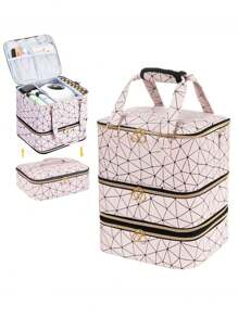 时尚指甲油收纳包可容纳 60 瓶指甲油和指甲灯、凝胶指甲油收纳包和储物盒、美甲工具、美甲套装用品收纳盒、PU 皮革美甲灯套装用品收纳包旅行装、双指甲收纳包和收纳盒（带支架和肩带）、送给朋友的理想礼物 - 彩色 - 查看 9