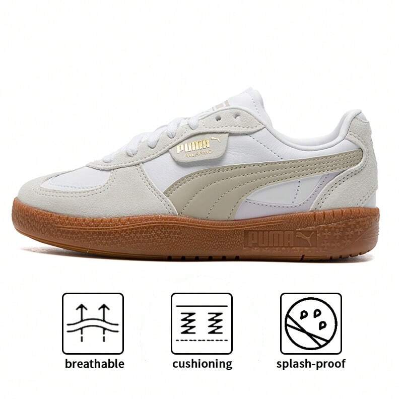 Puma 运动鞋 - 绒面革和皮革拼接鞋面，侧面金箔标志，女士户外和运动休闲鞋，397727-02