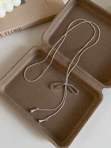 女士简约蝴蝶结吊坠项链，韩式独特设计长项链配饰，百搭，2025 年春夏新品