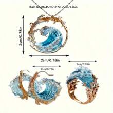 1 Popular Ocean Holiday Style Ladies Ring, Stylish Bohemian Blue Wave Ring Gift Box