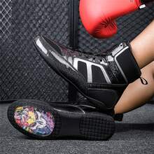 Zapatos deportivos de boxeo de alta gama, súper mil, ligeros, antideslizantes y resistentes al desgaste para lucha - Negro - Ver 7