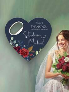 1个磁性开瓶器，婚礼回礼/宾客批量礼品，婚礼批量礼品，宾客婚礼礼品，感谢礼品，开瓶器婚礼回礼，宾客批量礼品，心形婚礼磁铁，婚礼日期磁铁，个性化婚礼回礼，送给他的理想礼物，送给她的理想礼物，女朋友，男朋友，家人，朋友，女士发饰，春季系列，可调节尺寸 - 白色 - 查看 2