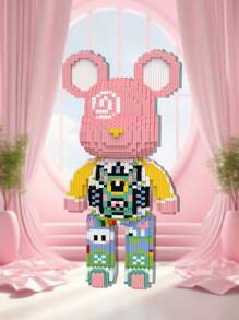 1 套 39 厘米/15.3 英寸动物造型 DIY 积木，粉色暴力熊亲吻熊小颗粒积木，创意桌面装饰，减压玩具，生日礼物，毕业礼物，万圣节礼物，圣诞节礼物