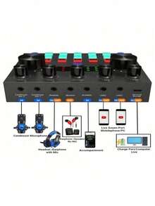 Equipo para podcast BM800, incluye interfaz de audio V8s y micrófono de condensador cardioide, adecuado para portátil, vlog, transmisión en vivo y estudio de grabación - Negro y dorado - Ver 2