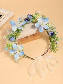 1 Stück Europäischer & Amerikanischer Stil Künstliche Stoff Rose Blumen Kranz, Romantischer Landstil Blumen Haarband für Mädchen, Blumenmädchen, Brautjungfern, Hochzeit, Bühnenauftritte, Reisen, Strand, Geschenk