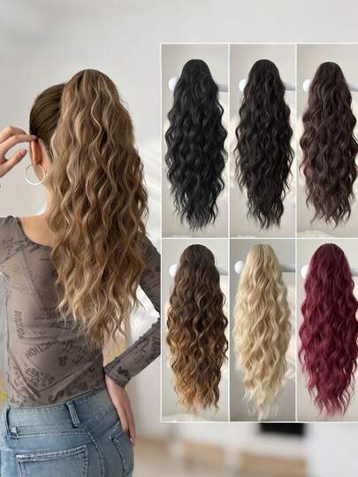 Heat Resistant Ponytail,Water Wave Heat Resistant Synthetic Fiber Claw Ponytail Extension Hair | Natural Look For Women, Easy To Style, Perfect For Everyday & Special Occasions, Versatile Hairpiece,For Girl Women Daily Used, Elegant Halloween Holiday Promotion