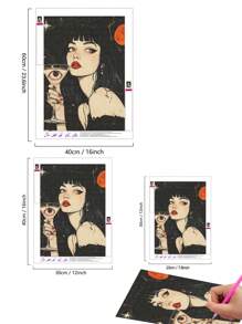 1pc Mystic Gothic 5D Diamond Painting, Enigmatic Woman With Martini & All-Seeing Eye Under Moonlight, DIY Diamond Painting Kits For Unique Wall Decor & Aesthetic Room Decoration Gifts Birthday Graduation Diamond Painting Diamond Art