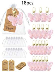 1pc/6pcs/12pcs/20pcs Creative Butterfly Keychain Set, Colorful Butterfly Keychain Set, Comes With Transparent Hard Cloth Bag, Thank You Label, DIY Keychain, Creative Keychain, Backpack Pendant, Bag Accessories, Car Keyring