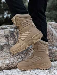 Botas de Trabalho de Inverno Masculinas, Botas de Neve de Deserto Respiráveis e Duráveis para Caminhada ao Ar Livre, Botas de Neve de Cano Alto Unissex Tamanho 36-46 com Forro Extra Quente