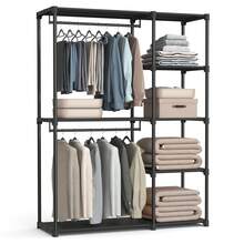 SONGMICS HOME SONGMICS Open Wardrobe, Freestanding Wardrobe Vertical Shelf, Coat Rack With Clothes Racks, Dressing Room, Bedroom, 43 X 124 X 182 Cm - Black - View 8