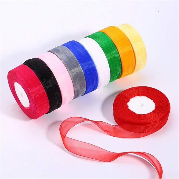 5 mètres Ruban d'organza 25 mm pour faire des nœuds faits main, artisanat, mariage, décoration de Noël, DIY, cartes, emballage cadeau
