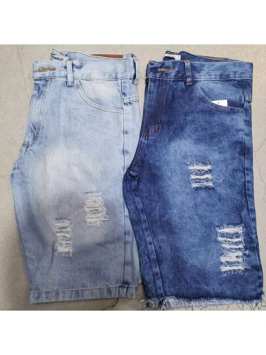 Men's 2-Piece Denim Shorts Set - 彩色 - 查看 1