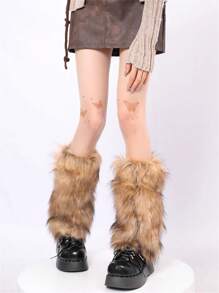 毛绒短腿套，秋冬保暖腿套，Y2K甜美酷女孩跳舞腿套，JK亚文化风格，舒适保暖