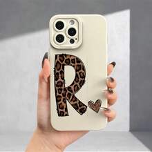 Funda para teléfono Letra R Patrón de Leopardo Impresión Ojos Teléfono Suave Teléfono Mate Cubierta del teléfono 360 Grados Completo 11 12 13 14 Pro 15 XR X/ XS 8 Plus SE Smartphone - Beis - Ver 4