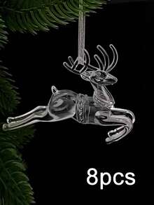 3D Acrylic Transparent Deer Hanging Ornaments, Nordic Minimalist Style Hollow Reindeer Decor, Matte Texture, Christmas Party Decoration, New Year Gift, Winter Window Display, Ice & Snow Home Decor