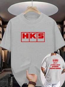 Men's Black T-Shirt - Breathable Summer Tee With Back Print, Regular Fit Round Neck Shirt For Everyday & Formal Wear - Machine Washable Casual Top, Comfortable Streetwear, Nontransparent Fabric - 淺灰色 - 查看 2