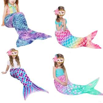 Comfortable Mermaid Tail Wearable Blanket - Soft, Warm, Versatile, Suitable For All Seasons - Great For Car, Sofa And Gifts