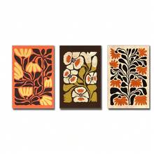 3pcs Vintage Floral Canvas Art Home Decoration, Moisture-Proof Wall Decoration, Suitable For Living Rooms, Bedrooms, Kitchens, Cafes, Bars, Decorations, Dormitories, Home Wall Decoration Optional Wooden Frame - Multicolor - View 13