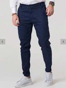 MHD MODAS Men's Pants Skinny Satin Tailoring Slim Sport Spandex KNIFE POCKET - 藏蓝色 - 查看 1