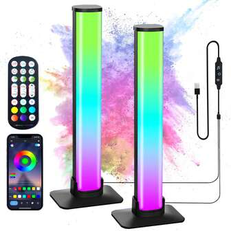 2 Packs Smart LED Light Strips, RGB With Music Sync, Wireless IR & App Control, USB Powered, Non-Waterproof, Desk Lamp, Dynamic Lighting, Suitable For Gaming, Bedroom, Home Decor, Party & Wedding Decoration, Office Accessory, Ideal Birthday Gift
