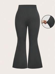 Quần ống loe co giãn dành cho nữ, kiểu dáng răng cá mập, nhẹ, thoáng khí, thích hợp mặc thường ngày, tập thể dục, yoga, đi làm, cỡ lớn, mùa xuân/hè. - Màu xám đen - Xem 5