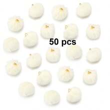 20/50 件可爱人造毛皮绒球珠，蓬松吊坠工艺珠，带铆钉细节和大孔，适合 DIY 珠宝制作、耳环、发饰和钥匙扣，可作为节日礼物赠送给家人和朋友 - 彩色 - 查看 30